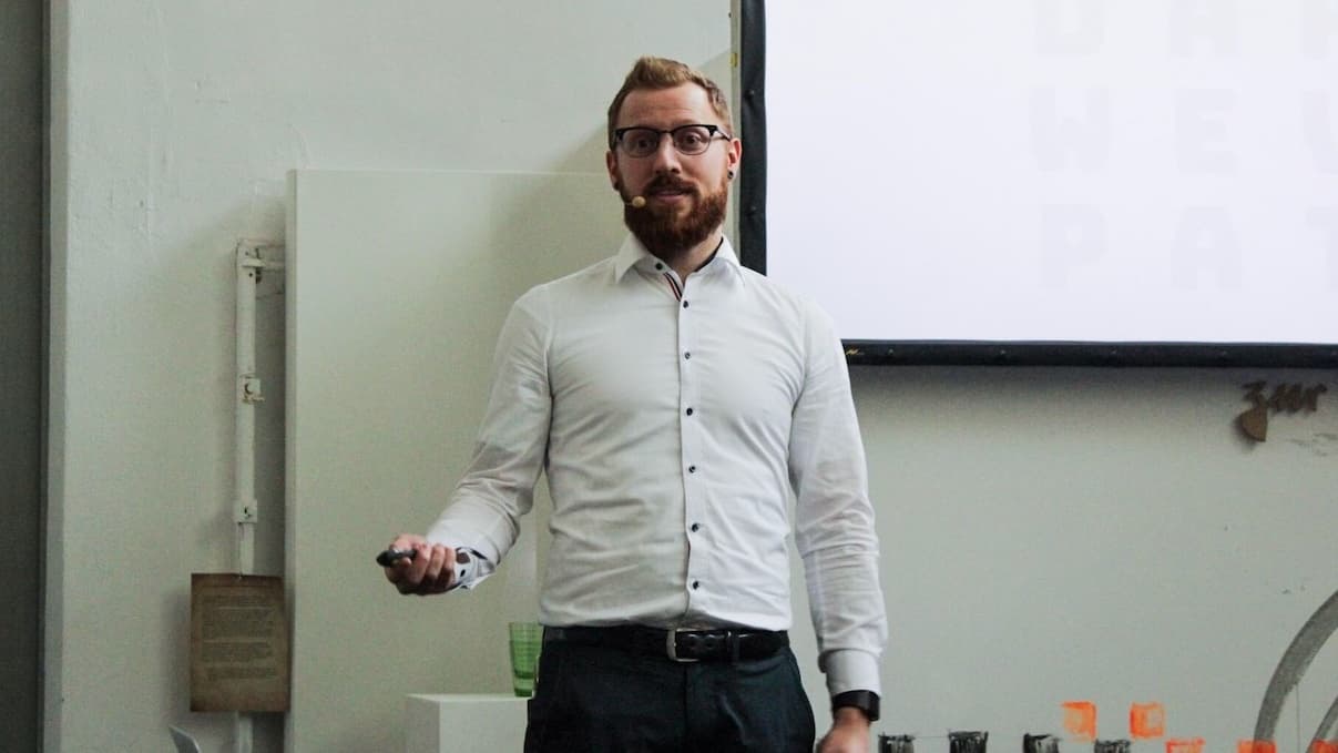 Me giving a presentation on Dark Patterns